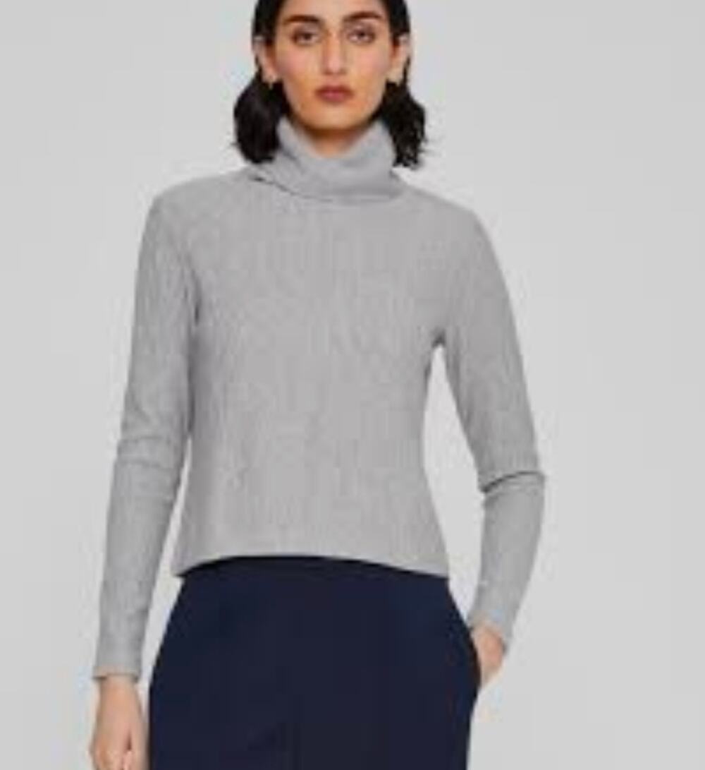 Club Monaco Ribbed Turtleneck Sweater Light Gray Long Sleeve Size Medium